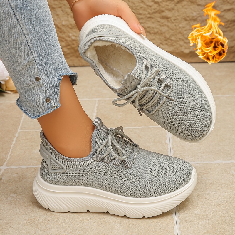 2027 Women's Outdoor Walking S - Knit Fabric Lace Up Sneakers ulasan dan harga